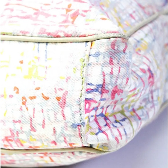 SOLD Chanel Large Clover Charm Two Way Tote Handbag White Pink Canvas - Picture 8 of 15